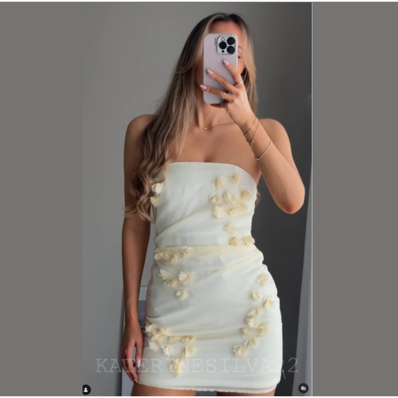 ZARA Strapless Textured Dress NWT - Picture 3 of 16